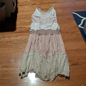 Pink Tan Floral Lace Dress with belt